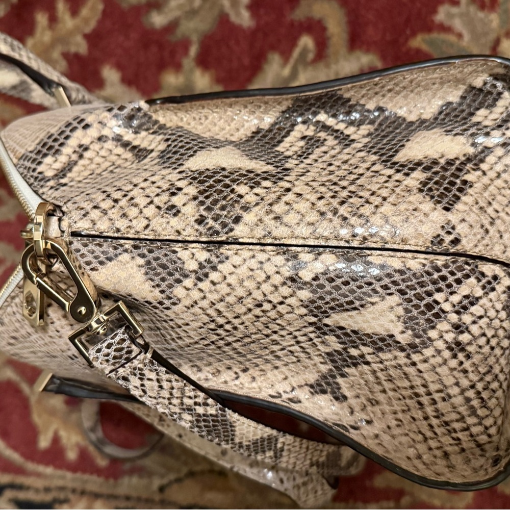 kate spade Neutral Snake-Print Satchel with Gold Hardware - Picture 3 of 6